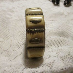 Bracelet  One Size  Brown Beige Baked Enamel  Vintage